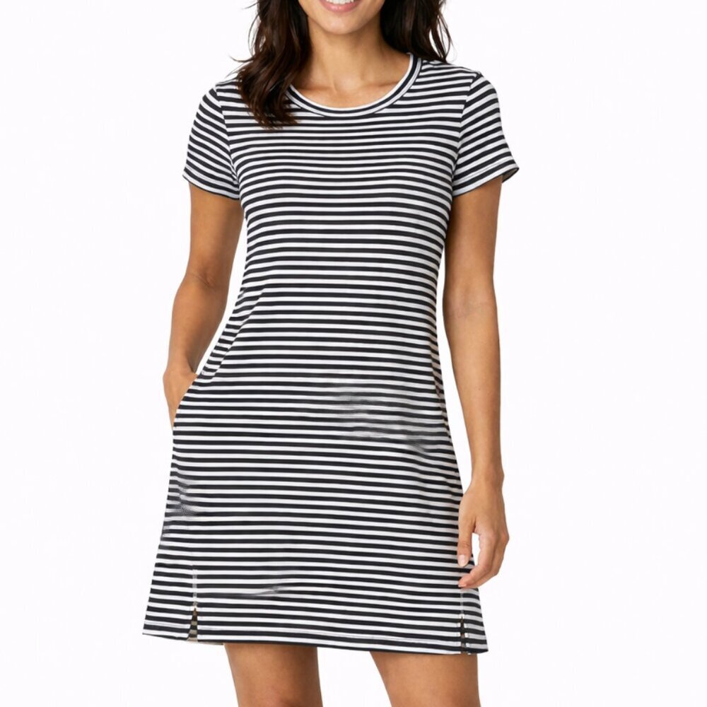 Theory Black and White Striped Mini‎ Dress - Size M